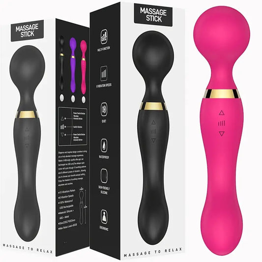 Rechargeable Dual Headed Vibrator Massager - Soft Silicone, Variable Frequencies & Customizable Speeds for Deep Tissue Relaxation - Your Personal Massage Companion