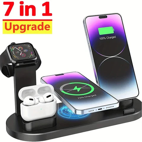 7 in 1 Wireless Charger Stand Pad For iPhone 14 13 12 Pro Max Apple Watch Airpods Pro iWatch 8 7 Fast Charging Dock Station